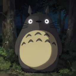 terrifying totoro with glowing eyes