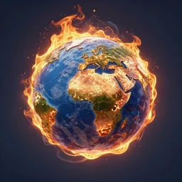 burning planet, digital art