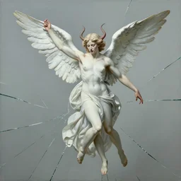 the best lack all conviction while the worst are full passionate intensity, painting, minimalist, elegant, hyperrealistic, seen through broken glass, angel enslaved by demon