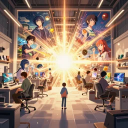 a large art studio as fornite style game design fanart by concept artist gervasio canda, behance hd by jesper ejsing, by rhads, makoto shinkai and lois van baarle, ilya kuvshinov, rossdraws global illumination radiating a glowing aura global illumination ray tracing hdr render in unreal engine 5