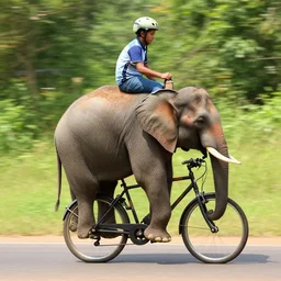 elephant riding a bike
