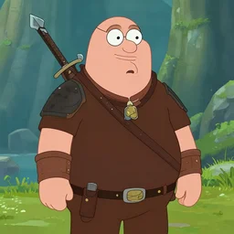 peter griffin in skyrim. screenshot.