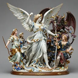 high intricate porcelain baroque angelic warrior fighting the army of the demon lord, maria panfilova, andrea savchenko, mike kime, ludovic plouffe, qi sheng luo, oliver cook, trending on artstation