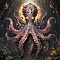 symmetry!! a detailed wide angle portrait of the goddess yemoja using symbiotic octopus technology, unreal engine, fantasy art by greg rutkowski, loish, rhads, ferdinand knab, makoto shinkai and lois van baarle, ilya kuvshinov, rossdraws, tom bagshaw, radiant light, detailed and intricate environment