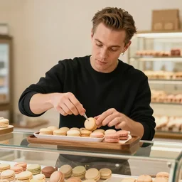 lil b the based god making macarons inside a bakery