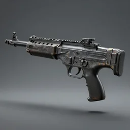 submachine gun, design concept art, gritty, studio lighting, 3d render, octane render