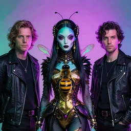 portrait of an elegant alien bee woman queen, straight on portrait, by artgerm, tom bagshaw, gerald brom, vaporwave colors, lo - fi colors, vaporwave, lo - fi, moody vibe, goth vibe, 4 k, hd,