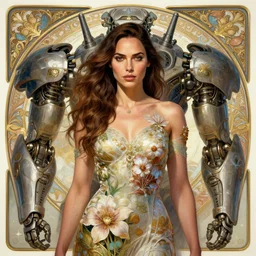 symmetry!! portrait of gal gadot, floral! horizon zero dawn machine, intricate, elegant, highly detailed, digital painting, artstation, concept art, smooth, sharp focus, illustration, art by artgerm and greg rutkowski and alphonse mucha, 8 k