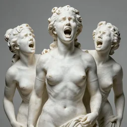 sculpture statue of Emma Watson by Jean-Baptiste Carpeaux and Luo Li Rong and Michael James Talbot, all body, very emotional screaming expressions, perfect symmetrical face, colorful, psychedelic psychedelic psychedelic  psychedelic acid colors, retrowave ((synthwave)), in full growth, elegant, realistic, 8K, female full-skin figure, hyperrealism, subsurface scattering, raytracing, rim light, Octane Render, Redshift, Zbrush, complex psychedelic glitch background