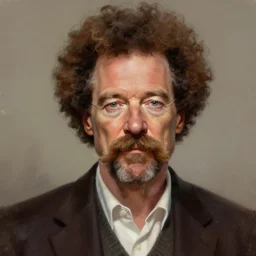 walter white with an afro and a giant mustache, digital painting masterpiece, gorgeous brush strokes, advanced lighting technology, by shigenori soejima