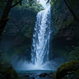An astral waterfall in the space forest, 4K, Octane Render, digital art, trending on ArtStation