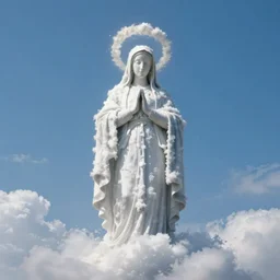 highly detailed cloud in form of virgin mary statue