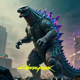 Cyberpunk godzilla, photorealistic, 8K, !!!award-winning!!!