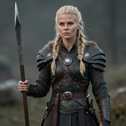 a beautiful viking female warrior, realistic, highly detailed.