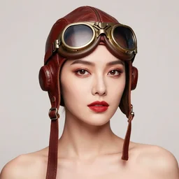 portrait of woman wearing old leather aviator helmet with flaps and steampunk goggles, red tones, detailed drawing, smooth and sharp black outlines, flat inked colors, moebius, jean giraud, frank miller