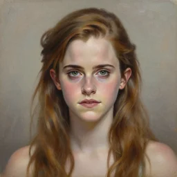 Emma watson as a Nymph, oil on canvas, intricate, portrait, 8k highly professionally detailed, HDR, CGsociety