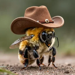 a bumblebee wearing a cool hat, cowboy,