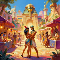 vibrant multicolor wonderland bazaar zouk old egypt epic fantasy painting photoshop sharpen overlay volume light that looks like it is from borderlands and by feng zhu and loish and laurie greasley, victo ngai, andreas rocha, john harris