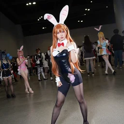 nayeon cosplaying as the easter bunny at dragoncon, wide angle, flash photography, full resolution, 3 5 mm, f / 2. 8