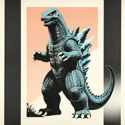 Polish posters for kaiju film. Screen printed, silkscreen, paper texture. 1968