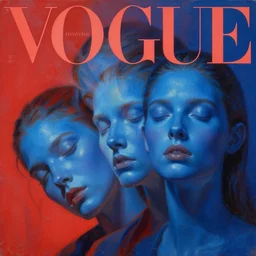 3 d, sci - fi, sun rays, sleepy fashion model face, cinematic, blue faces, vogue cover style, poster art, light red and deep blue mood, realistic painting, intricate oil painting, high detail, figurative art, multiple exposure, poster art, 3 d, by tooth wu and wlop and beeple and greg rutkowski
