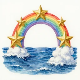 intricate five star rainbow ocean by pablo picasso, water color on paper, hdr, high detail, photo realistic, hyperrealism, matte finish, high contrast, 3 d depth, centered, masterpiece, vivid and vibrant colors, enhanced light effect, enhanced eye detail, artstationhd