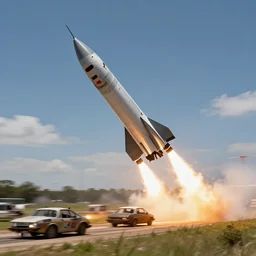 a rocket - powered aircraft firing rockets at a convoy, digital art, ultra high detail, photorealistic, 8 k