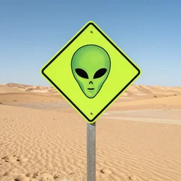 alien danger sign in the desert