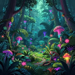 a beautiful landscape, Neon Jungle, detailed illustration, digital art, overdetailed art, concept art, Sylvain Sarrailh, Sebastian Luca, trending on artstation