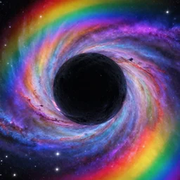 A super massive blackhole at the middle of the milky way, Trending on artstation, Rainbow color scheme ::