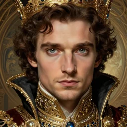 Henry Cavill as a victorian King, beautiful detailed eyes, cute, fantasy, intricate, elegant, highly detailed, digital painting, 4k, HDR, concept art, detailed jewelry, smooth, sharp focus, illustration, art by Artgerm, H R Giger and Alphonse Mucha