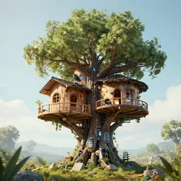a robotic and futuristic tree house, trending on artstation, hdr