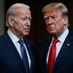 joe biden in the terminator shooting terminator donald trump, cinematic, two characters, highly detailed, photorealistic, cinematic lighting, James Cameron,