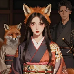 a beautiful digital concept portrait of a beautiful woman with fox wearing a kimono by stanley artgerm lau wolp ross draws lerapi and skimichan