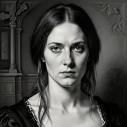 portrait of a woman in heightened detail, poised, intense emotion, detailed facial expression, detailed surroundings, intricate, elegant, highly detailed, centered, digital painting, artstation, concept art, smooth, sharp focus, illustration, by ( m. c. escher ), wlop