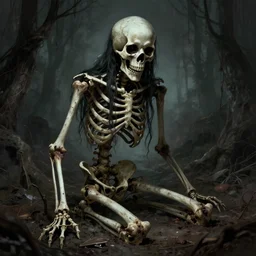 creepy decomposing skeloton greg rutkowski, horror, scary