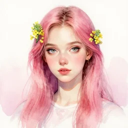 a beautiful potrait of a russian girl, artstation, by ross tran and miho hirano, watercolor, brassica juncea detail, pink vibe