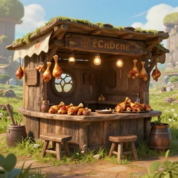 a photoshopped picture of a tavern with chicken legs, high quality fantasy art, 4 k