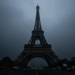 underwater photo of the eiffel tower, dark ocean water, national geographic, submarine, gloomy, high quality photography, blurry, polluted, crisp details, sigma 1 0 - 2 0 mm, nikon 1 0 - 2 4 mm, fisheye, water particulate, low contrast