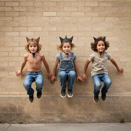three little devils jumped over the wall