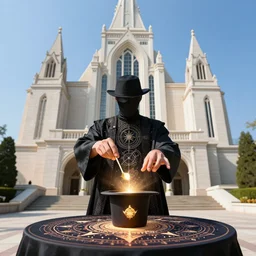 starman performing magic in front of masonic temple, esoteric art, highly detailed, technical, meditation, blasphemy, paganism, heathenry, magick, technology, sigils, circuitry, artgram, comic book panel,