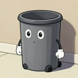 anthropomorphic trashcan