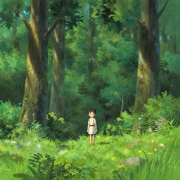 forest lanscape panorama by makoto shinkai in disney style