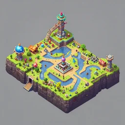 isometric game level by style of supercell games, octane render, concept art