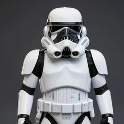 a pug wearing stormtrooper armor, photo, detailed