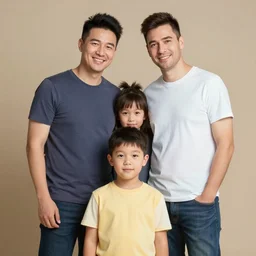 color studio photo of a homosexual family, detailed