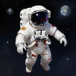 digital painting, full body astronaut shark head shark astronaut without helmet in space, beksinski,
