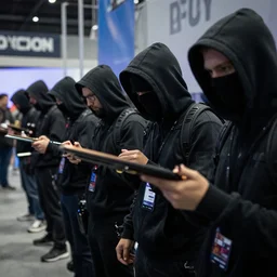 hackers in line at defcon