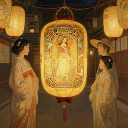 a beautiful painting of the lantern festival in old kyoto, intricate, elegant, highly detailed, digital painting, artstation, concept art, by krenz cushart and artem demura and alphonse mucha
