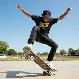 a horse doing a kickflip on a skateboard while wearing sick 90's cool kid clothing